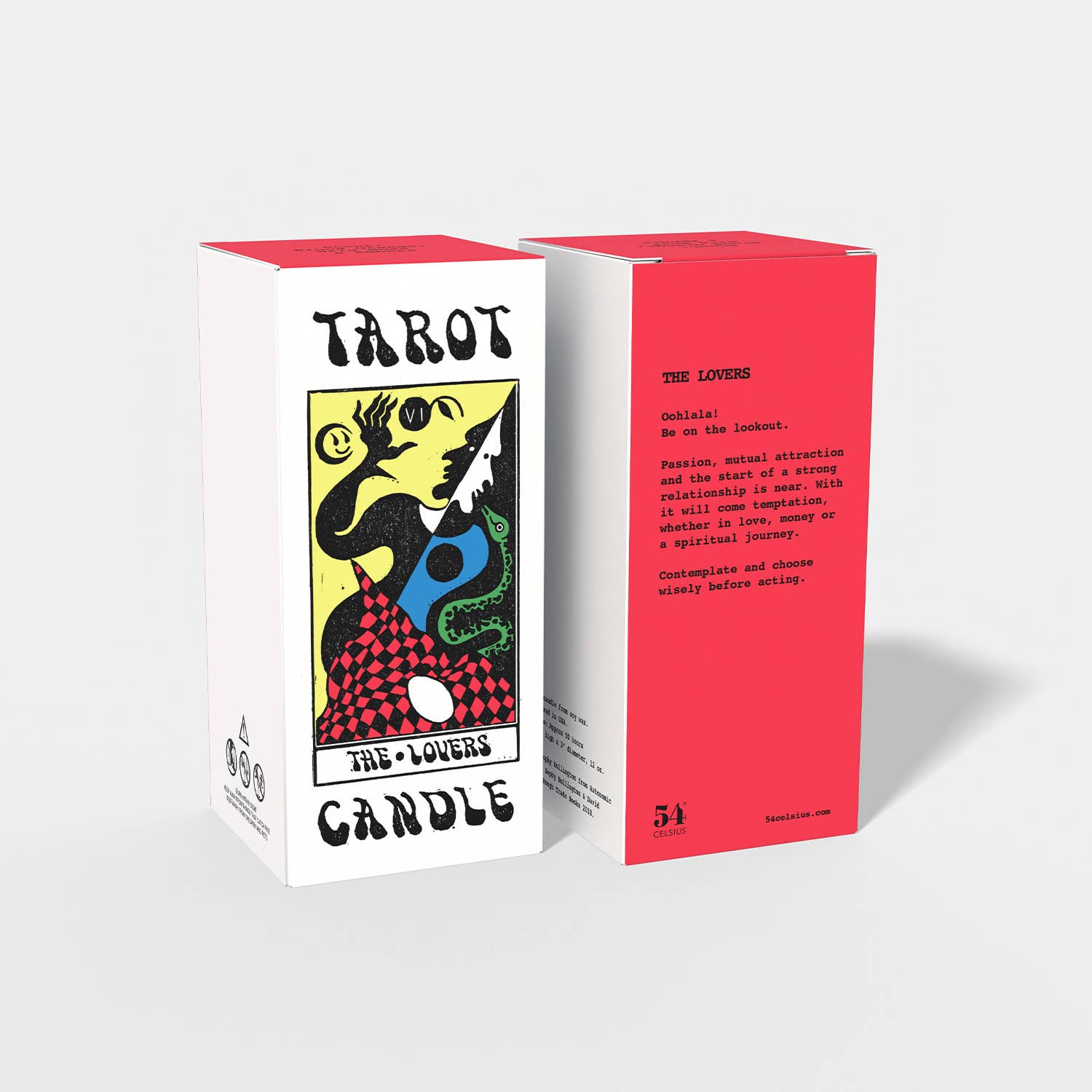 Tarot Candle, Lovers - 6" Tall & 60 Hr Burn, Orange & Moss - FABLAB AB