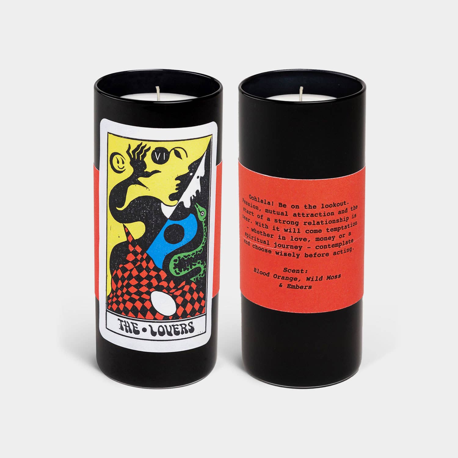 Tarot Candle, Lovers - 6" Tall & 60 Hr Burn, Orange & Moss - FABLAB AB