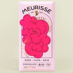 Organic Dark Chocolate with Puffed Quinoa & Pink Peppe - 100g - Meurisse - FABLAB AB