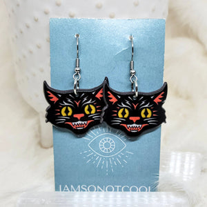 Black Cat Acrylic Earrings - Iamnotsocool - FABLAB AB